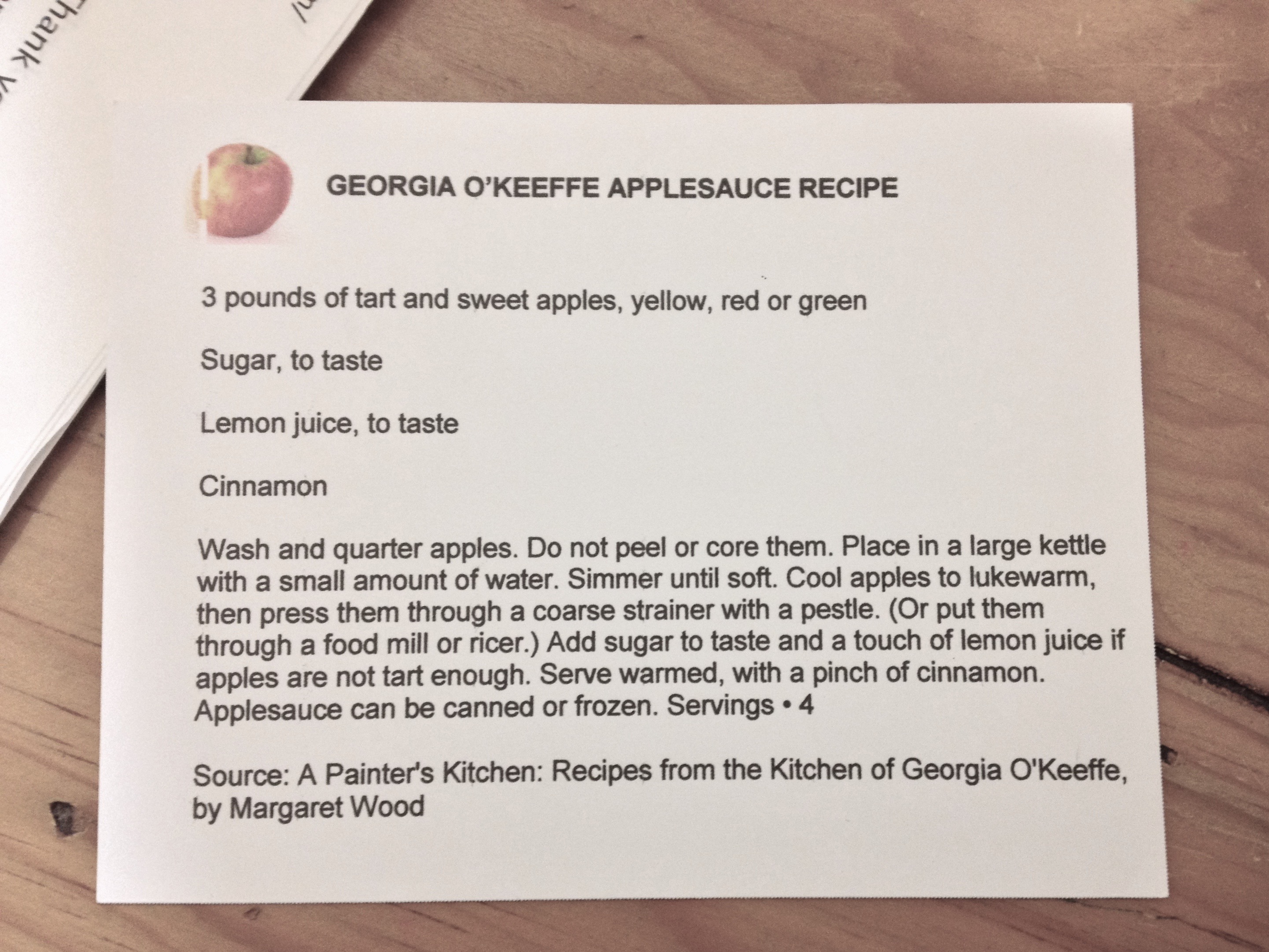 Georgia O’Keeffe’s applesauce recipe
